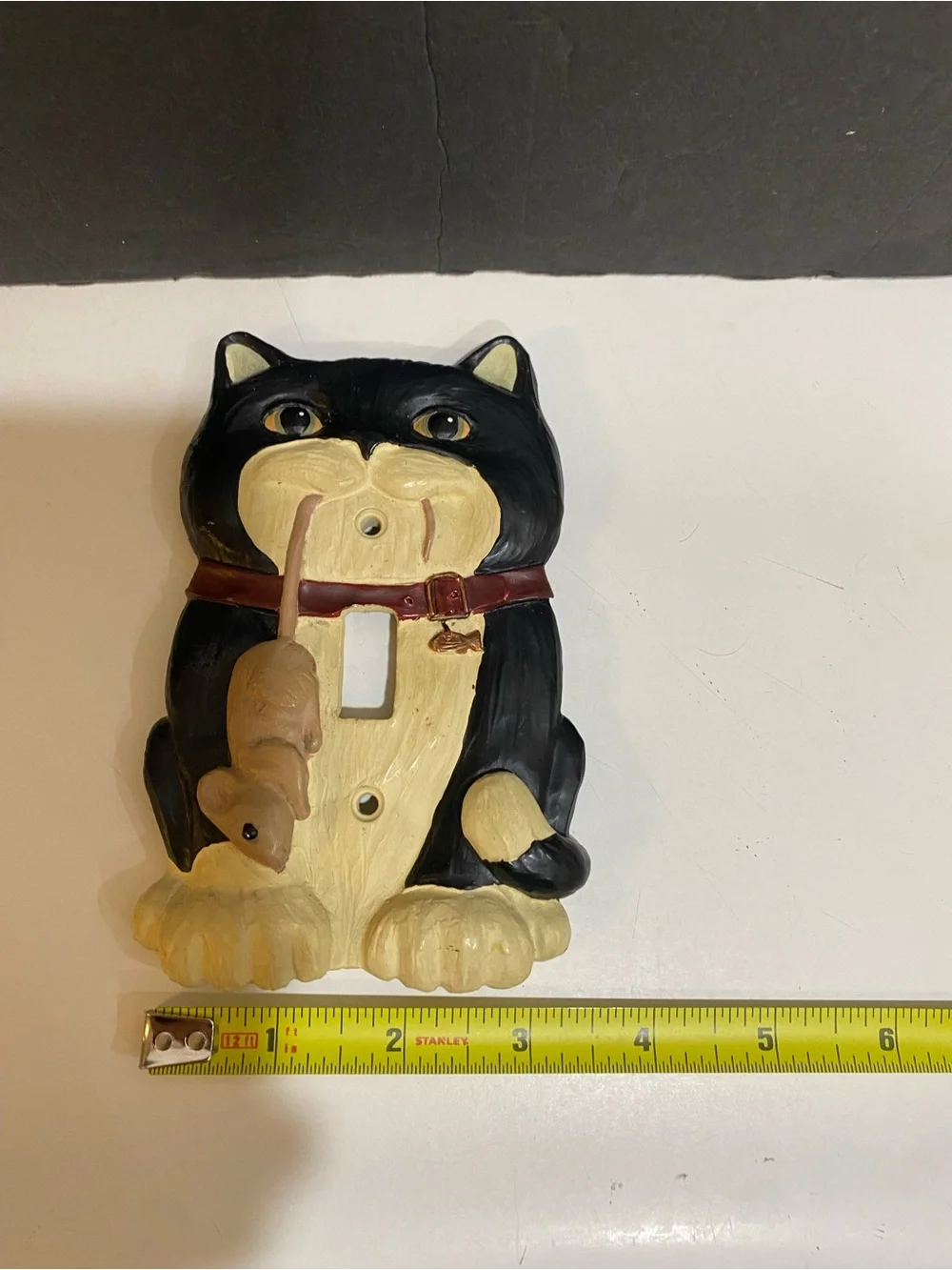 Vintage 1995 Figi Graphics Tuxedo Cat holding Mouse Light Switch Plate Cover